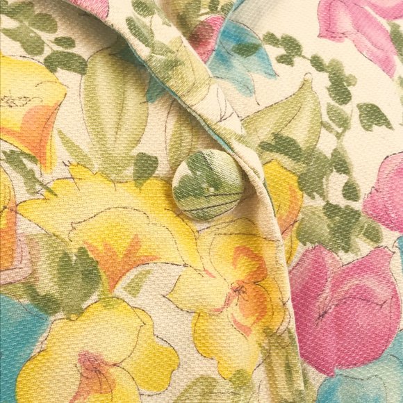 Vintage 50s Floral Blazer Yellow Jacket - Picture 3 of 12